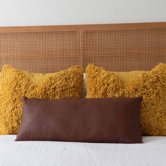 NWT Chestnut Leather Lumbar Pillow